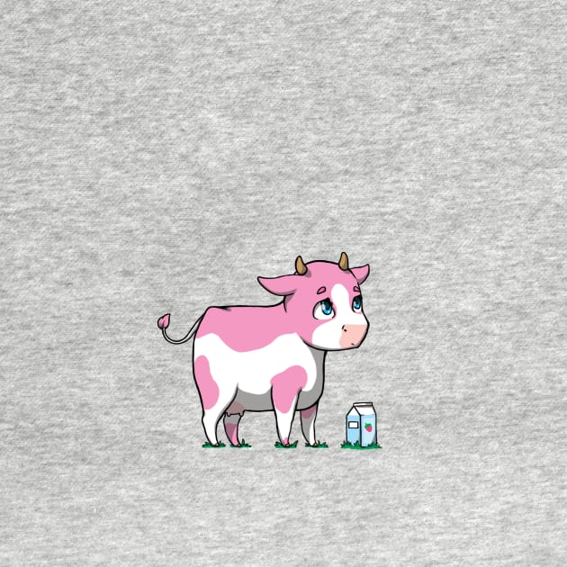 cute strawberry milk cow by BlackRabbitLabel